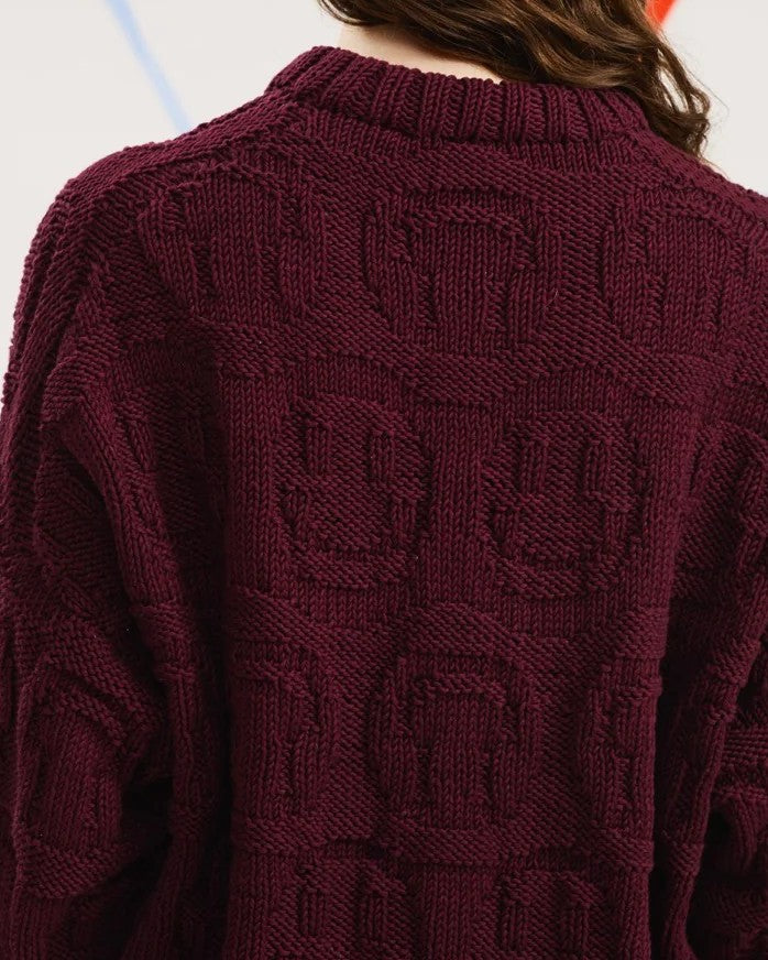 Oversized Cable Knit Crew Neck Sweater